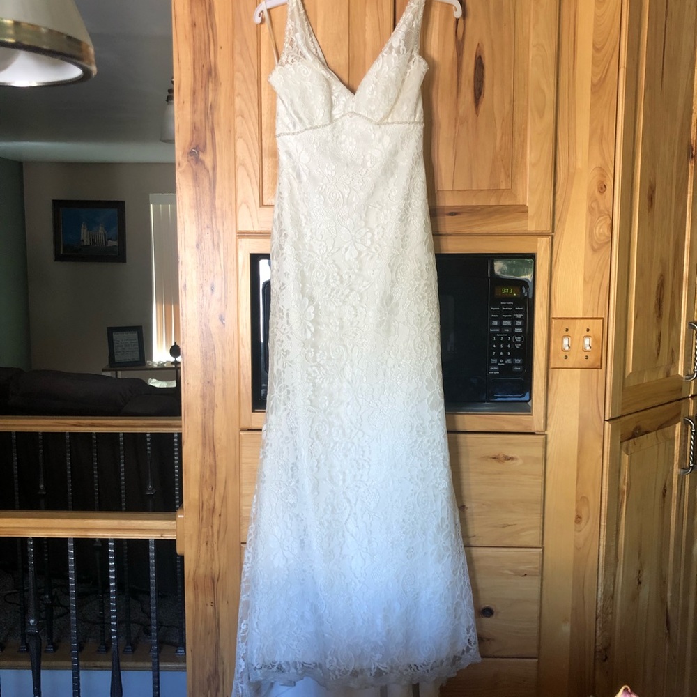 Morilee lace v-neck trumpet wedding gown